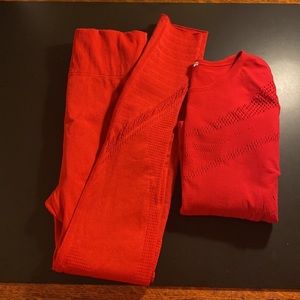 Workout gym fabletics outdoor SculptKnit red set